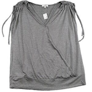 NWT Maurices Faux Wrap Black & White V-Neck Stretch Top XL Preppy Office